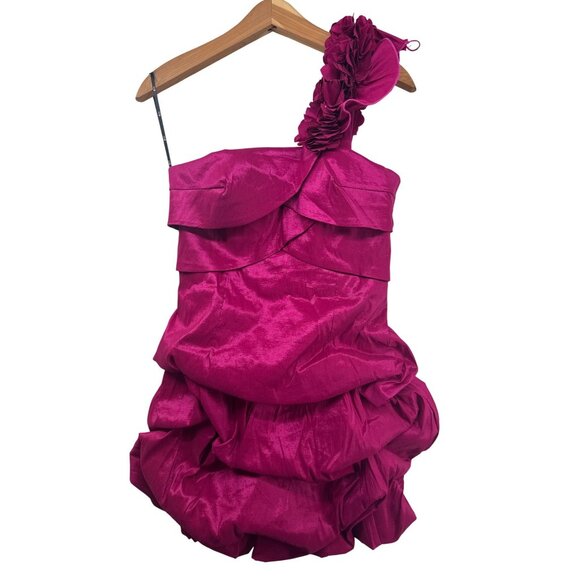 Forever 21 Dresses & Skirts - Forever 21 Mini Dress Sz L Magenta Prom Cocktail Party One-Shoulder Glam Flirty